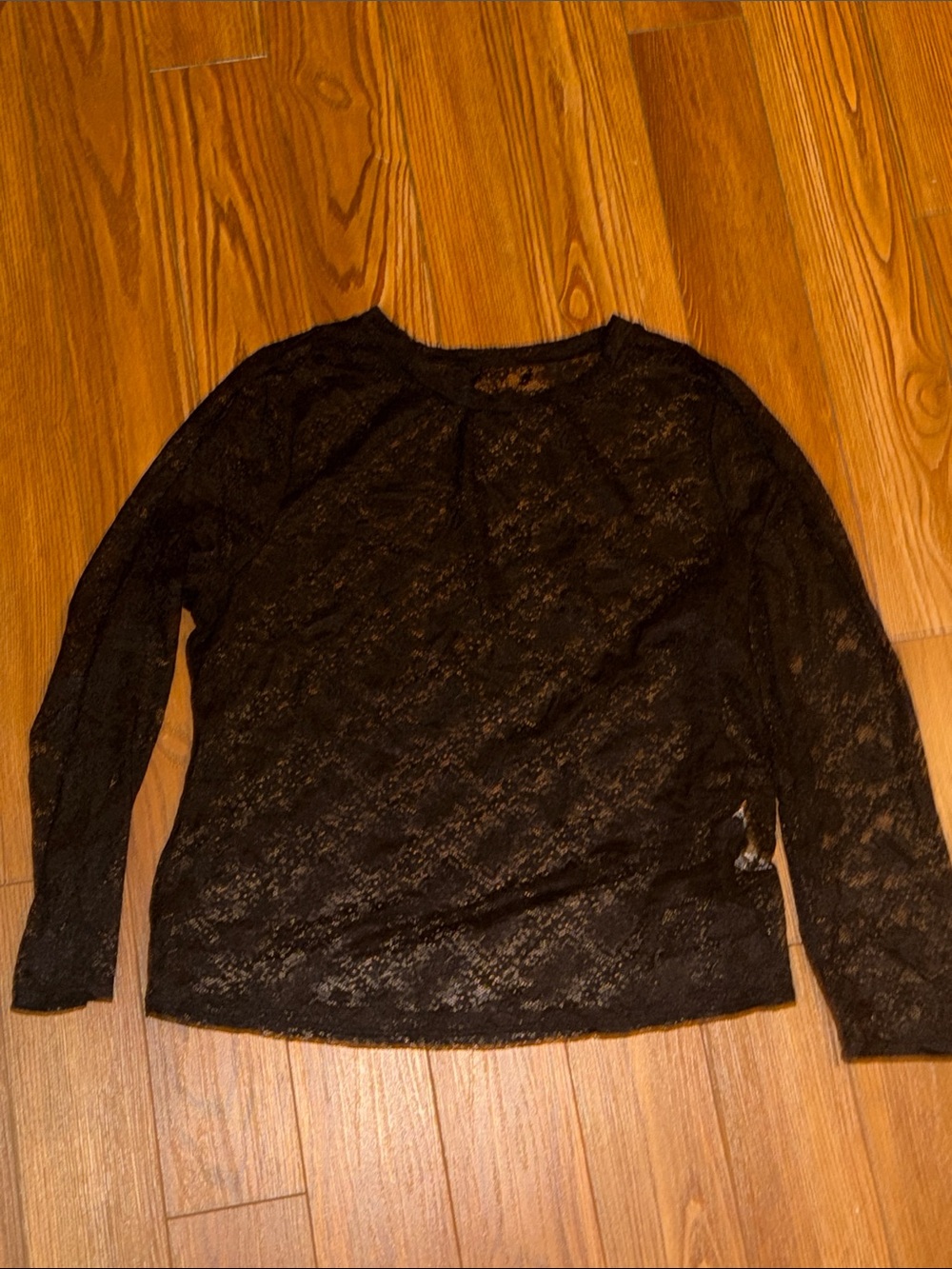 SHEIN Black Lace Long Sleeve Tee